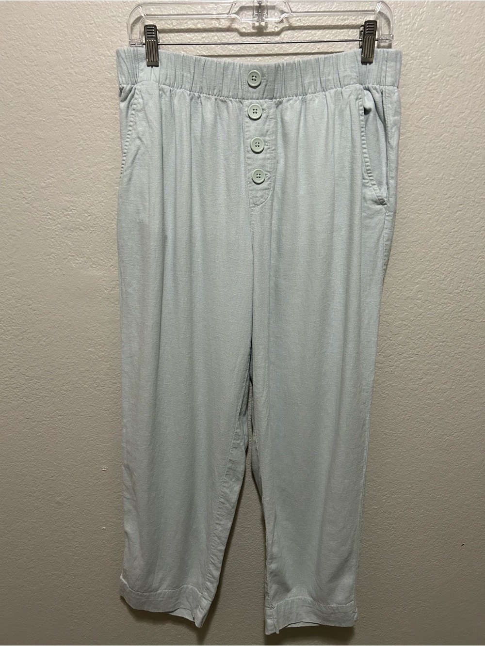 LOFT High Rise Straight Linen Viscose Pants Size Medium Baby Blue Comfy Soft